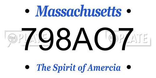 798AO7 Massachusetts License Plate