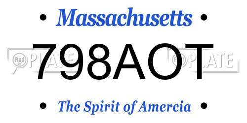 798AOT Massachusetts License Plate