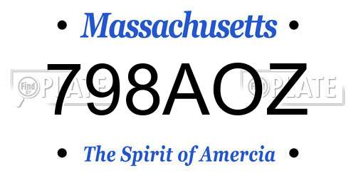 798AOZ Massachusetts License Plate