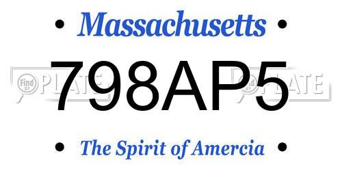 798AP5 Massachusetts License Plate