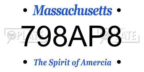 798AP8 Massachusetts License Plate