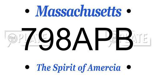798APB Massachusetts License Plate