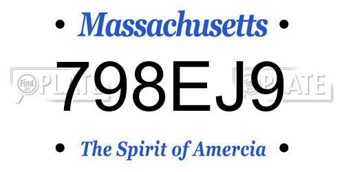 798EJ9 Massachusetts License Plate