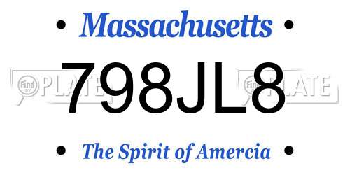 798JL8 Massachusetts License Plate