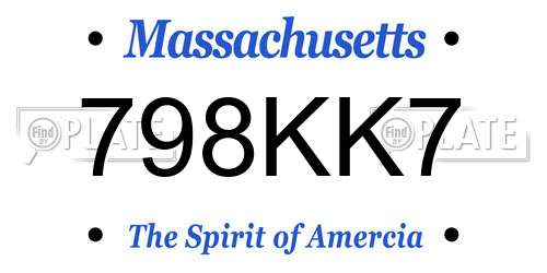 798KK7 Massachusetts License Plate