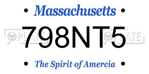 798NT5 Massachusetts License Plate