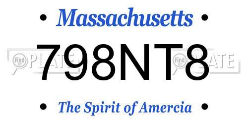798NT8 Massachusetts License Plate