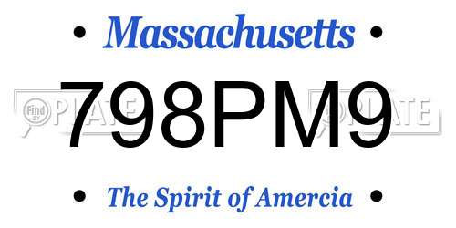 798PM9 Massachusetts License Plate