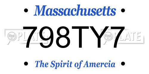 798TY7 Massachusetts License Plate
