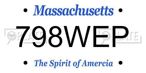 798WEP Massachusetts License Plate