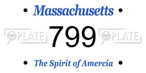 799 Massachusetts License Plate