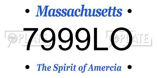 7999LO Massachusetts License Plate