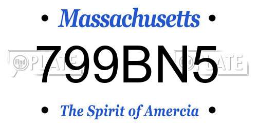 799BN5 Massachusetts License Plate