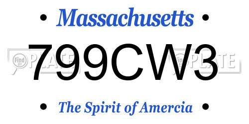 799CW3 Massachusetts License Plate
