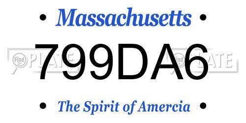 799DA6 Massachusetts License Plate