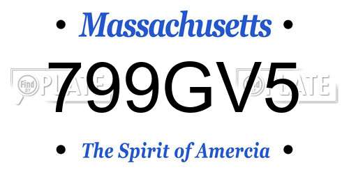 799GV5 Massachusetts License Plate