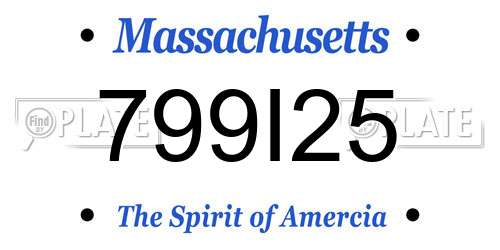 799I25 Massachusetts License Plate