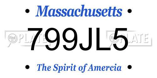 799JL5 Massachusetts License Plate
