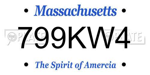 799KW4 Massachusetts License Plate