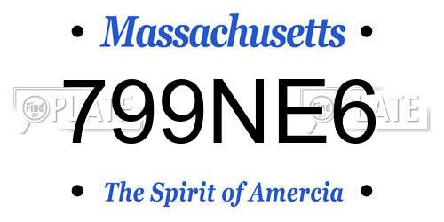 799NE6 Massachusetts License Plate