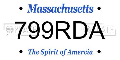 799RDA Massachusetts License Plate