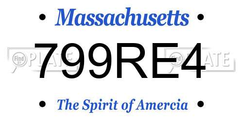 799RE4 Massachusetts License Plate
