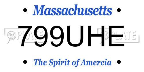 799UHE Massachusetts License Plate