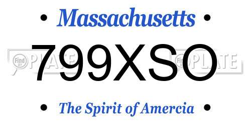 799XSO Massachusetts License Plate