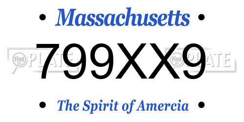799XX9 Massachusetts License Plate