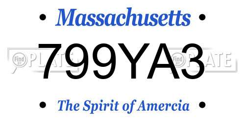 799YA3 Massachusetts License Plate