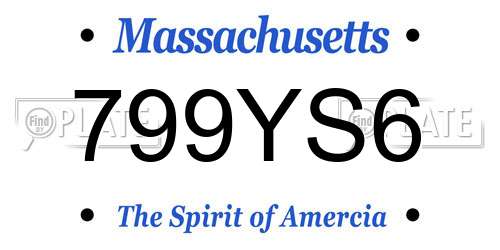799YS6 Massachusetts License Plate