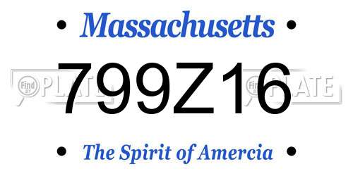 799Z16 Massachusetts License Plate