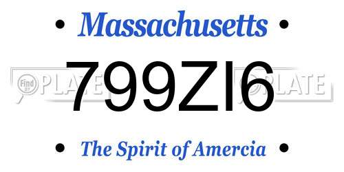 799ZI6 Massachusetts License Plate