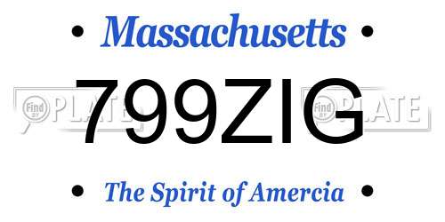 799ZIG Massachusetts License Plate