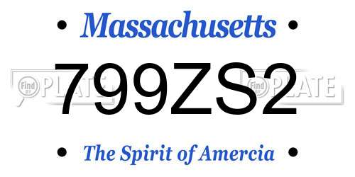 799ZS2 Massachusetts License Plate