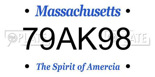 79AK98 Massachusetts License Plate