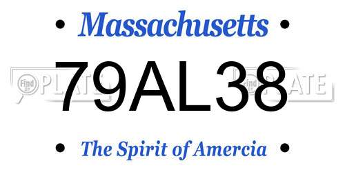 79AL38 Massachusetts License Plate