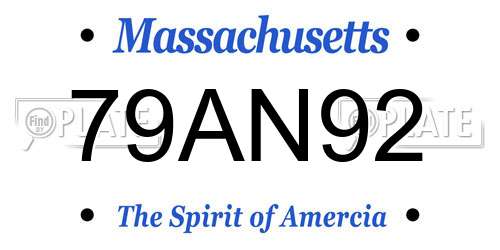 79AN92 Massachusetts License Plate