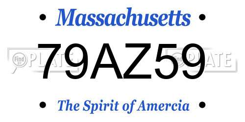 79AZ59 Massachusetts License Plate