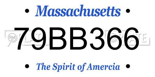 79BB366 Massachusetts License Plate