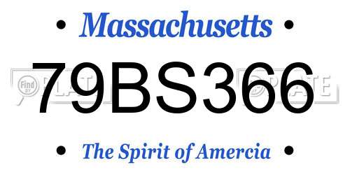 79BS366 Massachusetts License Plate
