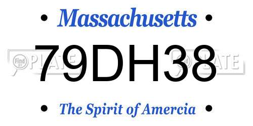 79DH38 Massachusetts License Plate