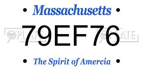 79EF76 Massachusetts License Plate