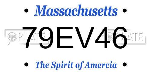 79EV46 Massachusetts License Plate