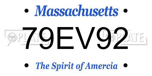 79EV92 Massachusetts License Plate