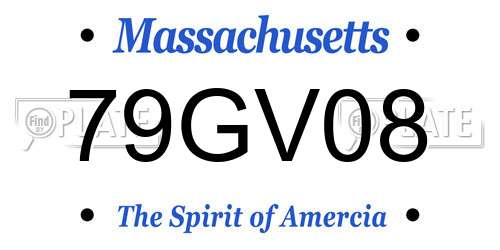 79GV08 Massachusetts License Plate