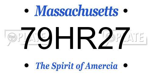 79HR27 Massachusetts License Plate