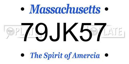 79JK57 Massachusetts License Plate