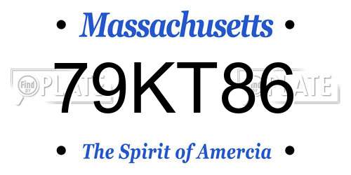 79KT86 Massachusetts License Plate