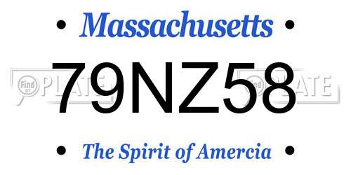 79NZ58 Massachusetts License Plate